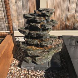 Resin Stone Multi-Level Fountain with LED Light (reatil: $786)