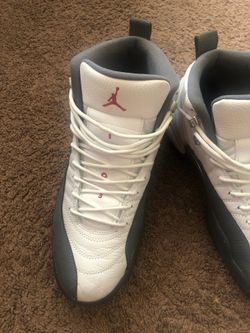 Jordan 12s white gym dark red greys