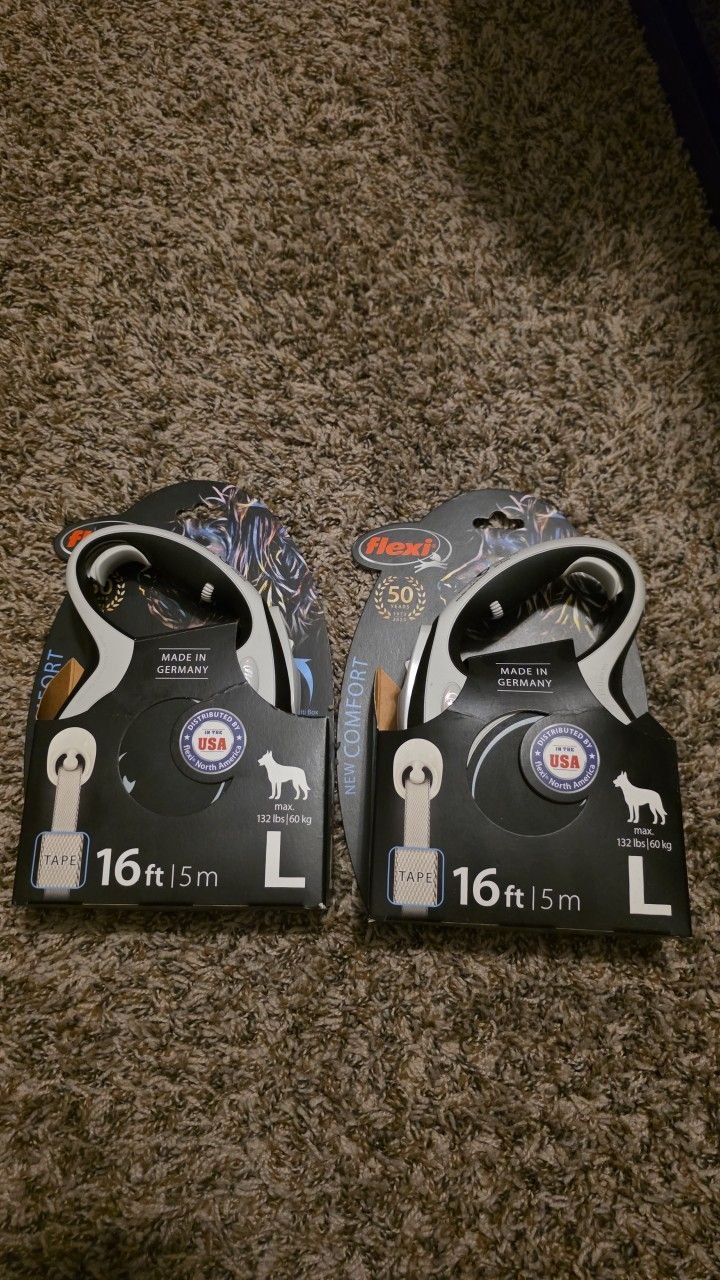 $35 For 2 Flexi Comfort Retractable Dog Leashes/ Large, Grey, 16'