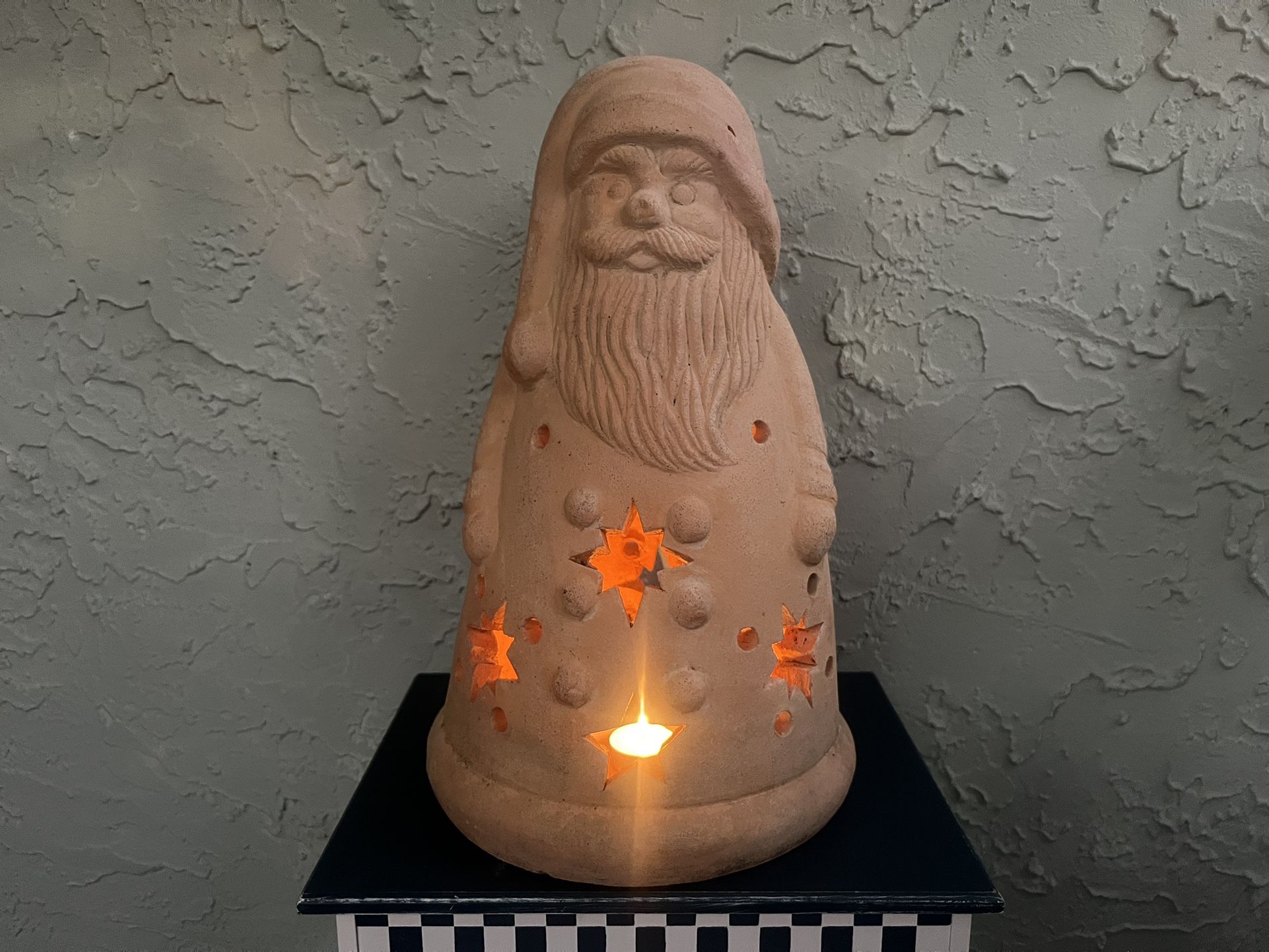 Terracotta Clay Santa Claus Candle Holder
