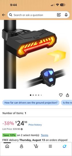 Bike Rear Light with Turn Signal Remote