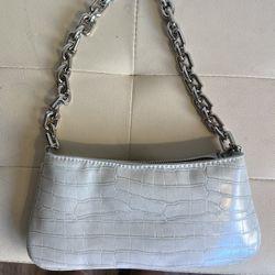 Chain shoulder bag  croc embossed