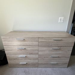 Beige/Oak 8 Drawer Double Dresser