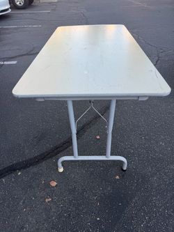 White Folding Table with Metal Legs
