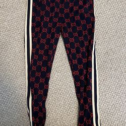 Gucci Monogram Jacquard Track Sweatpants Size medium navy/red