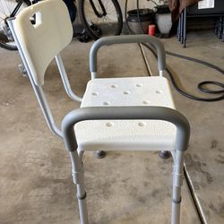 Medline Bath Bench with Back and Padded Arms, White