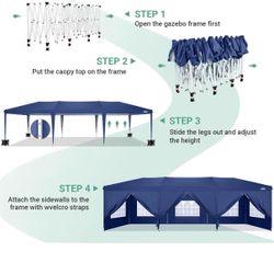 10 x 30 ft Party Tent Pop-Up Party Tent, Waterproof, UPF 50+, Commercial Event Tent