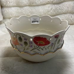 🌺NEW🌺LENOX 'POPPIES ON PINK' 8” SERVING BOWL🌺RARE🌺