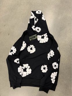 Black and white denim tear hoodie **BRAND NEW**