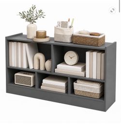 Grey Wood Bookshelf Organizer
