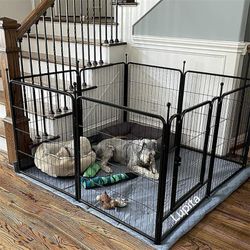 Dog Playpen 40Inch 8 Panels Heavy Duty Metal Dog Fence Exercise Pen With Doors For Large/Medium/Small Dogs, Portable Pet Pen Indoor & Outdoor For RV, 