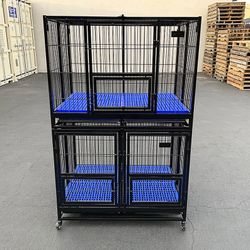 (New in Box) $350 Set of (2) Stackable Heavy-Duty Dog Cage Crate 41x31x65 inches 