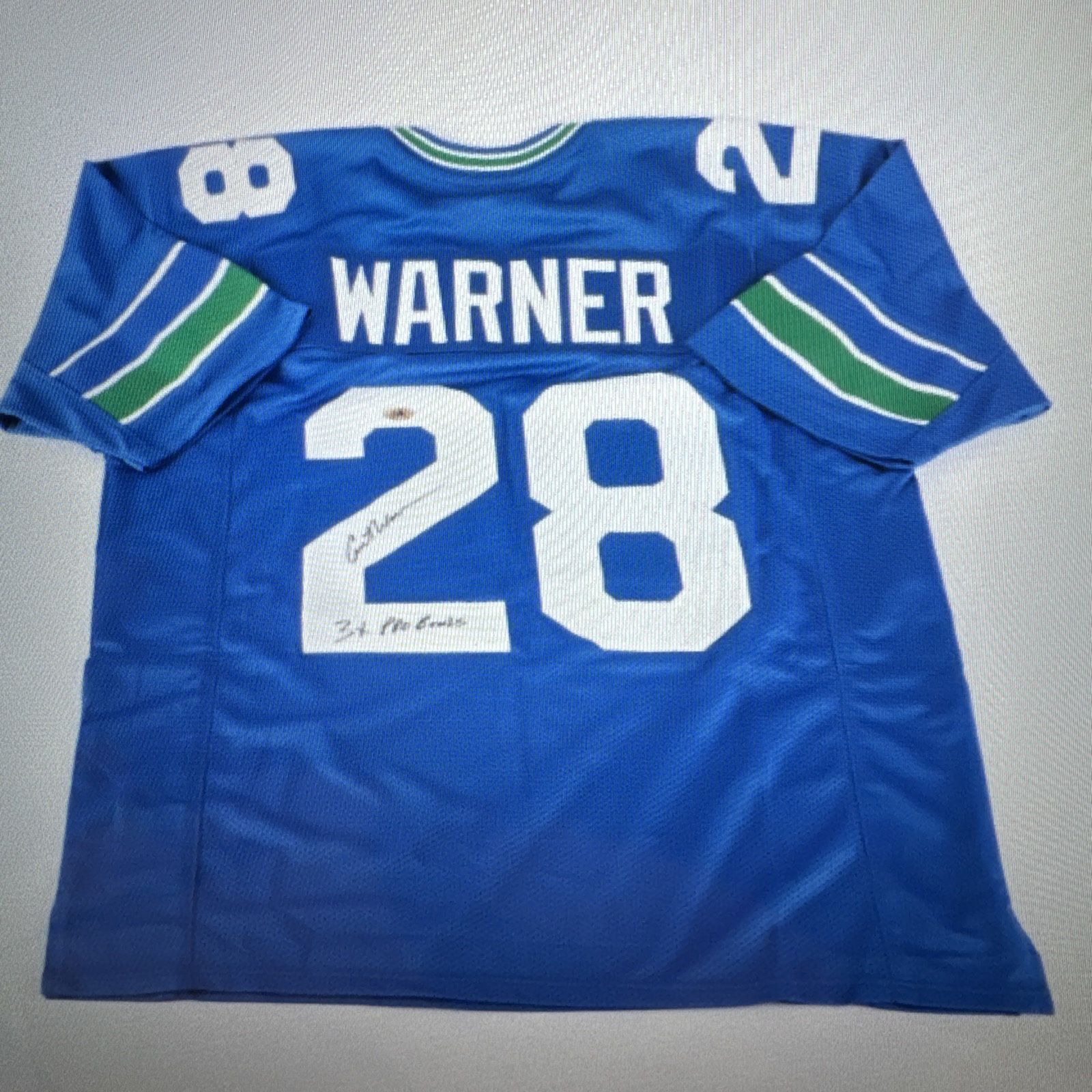 Signed Curt Warner Seattle Seahawks Football Jersey Northern Iowa JSA COA HOF