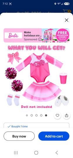 Doll Cheerleader Costume Set Pink