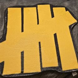 Undefeated Yellow Black Irregular Abstract Pattern Floor Mat 
