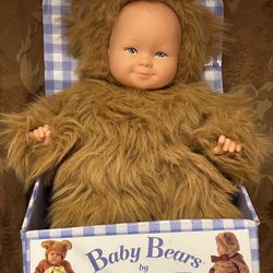Baby Bears by Anne Geddes 14” Teddy Bear Outfit Doll Plush Toy Blue Eyes 1997