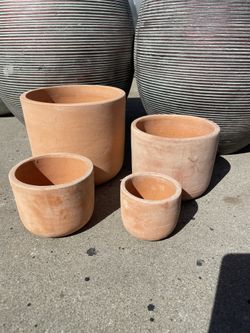 Terracotta Cylinders Planters-Tuscan Terracotta Pots ($45 set of 4)