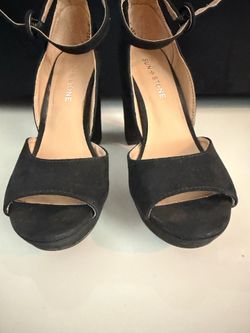 Sun Stone Black Suede Heels