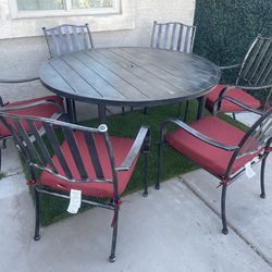 Patio,Outdoor furniture,6 chairs with cushions and table.