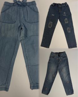 Like New! Girls Jeans & Denim Joggers Bundle - Sizes 5-7 (Lot of 3)