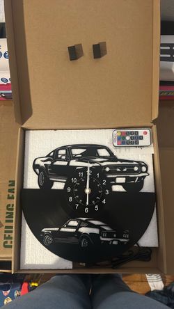 Muscle Car Vinyl Record Wall Clock with LED Remote