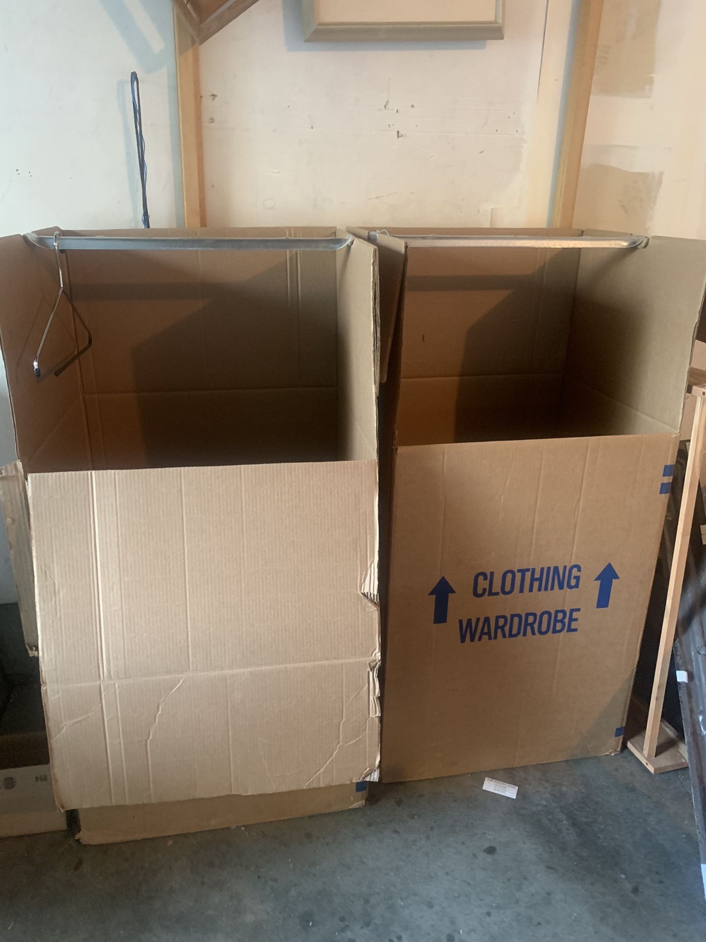 FREE: 3 CLOTHING WARDROBES; 2 CARDBOARD AND 1 VINYL