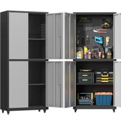 （New) Rolling Garage Storage Cabinet with Wheels and Pegboard,Metal Storage Cabinet with Doors and Adjustable Shelves,Lockable Steel Tool Cabinet for 