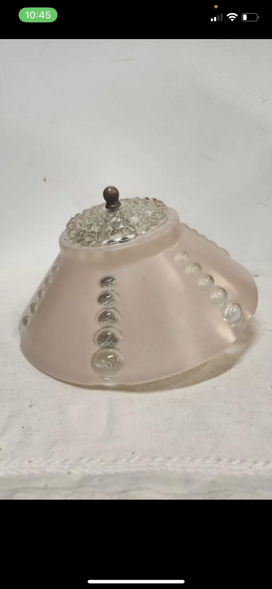 Vintage Art Deco Center Mount Ceiling Light Fixture Shade Embossed Pink Bubbles
