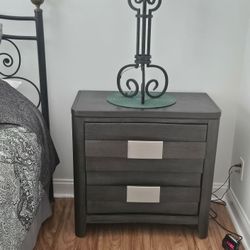 2 se charcoal wood nightstand end side table chest cabinet closet bedroom storage deep drawer modern