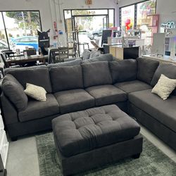 3 Piece Reversible Sectional Sofa With Ottoman 