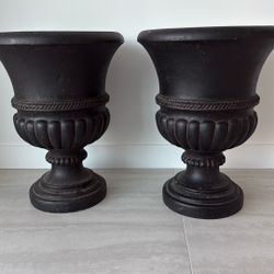 Reduced-2 Large Black Planter Urns