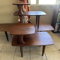 Ace-Hi Prelude Walnut Mid Century Modern Surf Board Coffee And End Tables