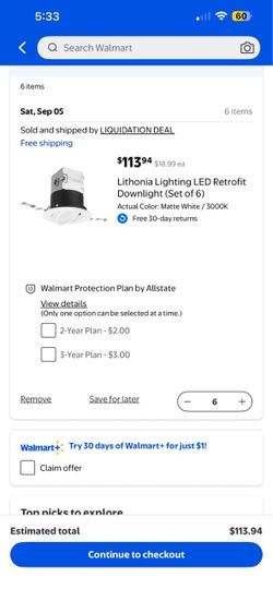 Lithonia Lighting LED Retrofit Downlight Set of 6