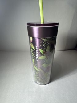 Starbucks 16oz Floral Tropical Tumbler with Neon Straw – Limited Design
