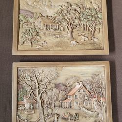 2 Rare 1976 Vintage Ceramic 3D Hershey Molds Picture Art