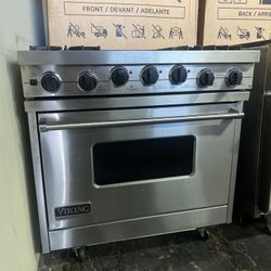Viking 36”Wide Dual Fuel Range Stove In Stainless Steel 