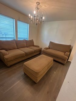 3-Piece Brown Living Room Furniture Set – Sofa, Loveseat & Ottoman