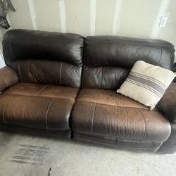 Brown Leather Reclining Couch