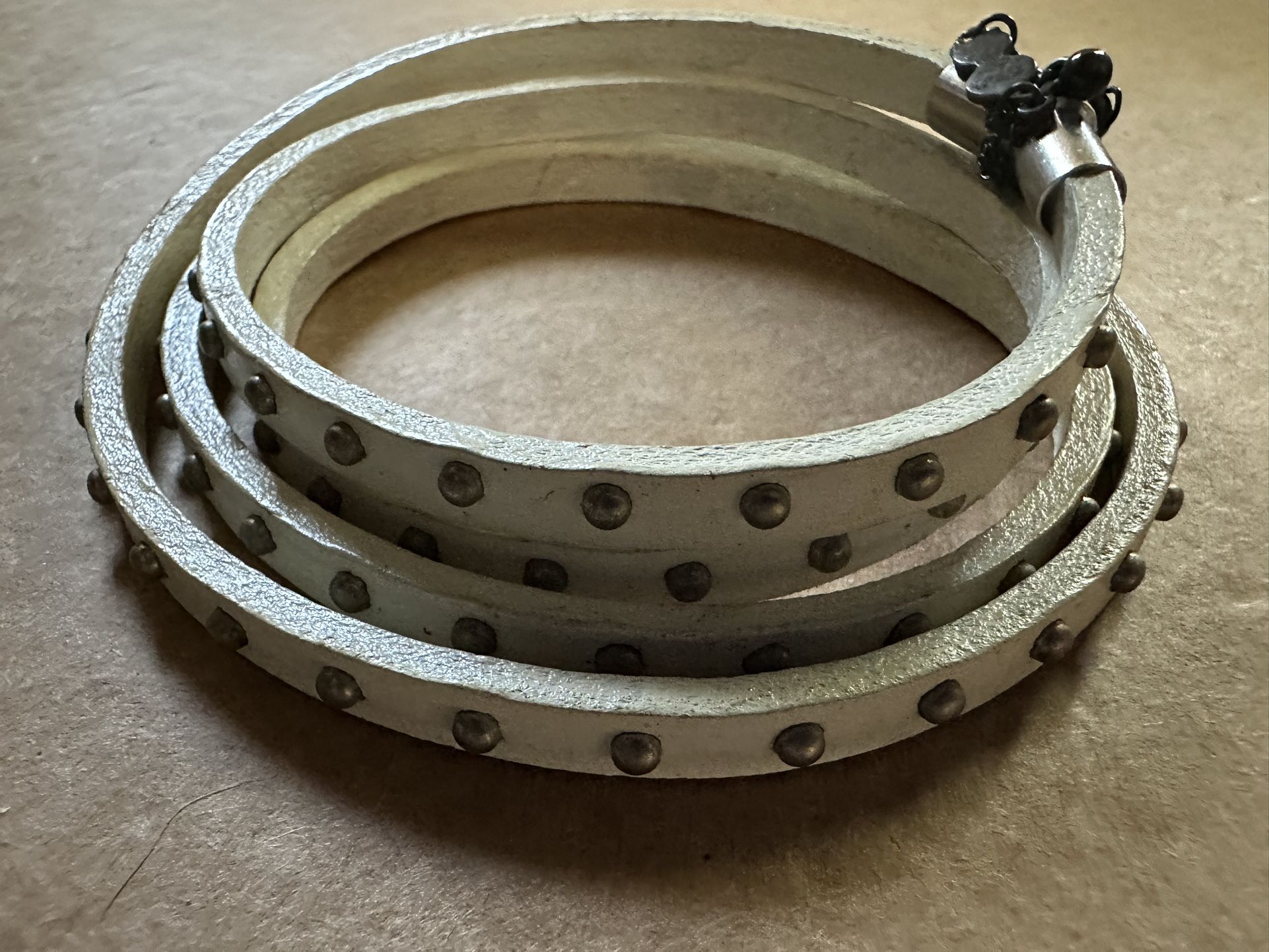 White Studded Leather Bracelet
