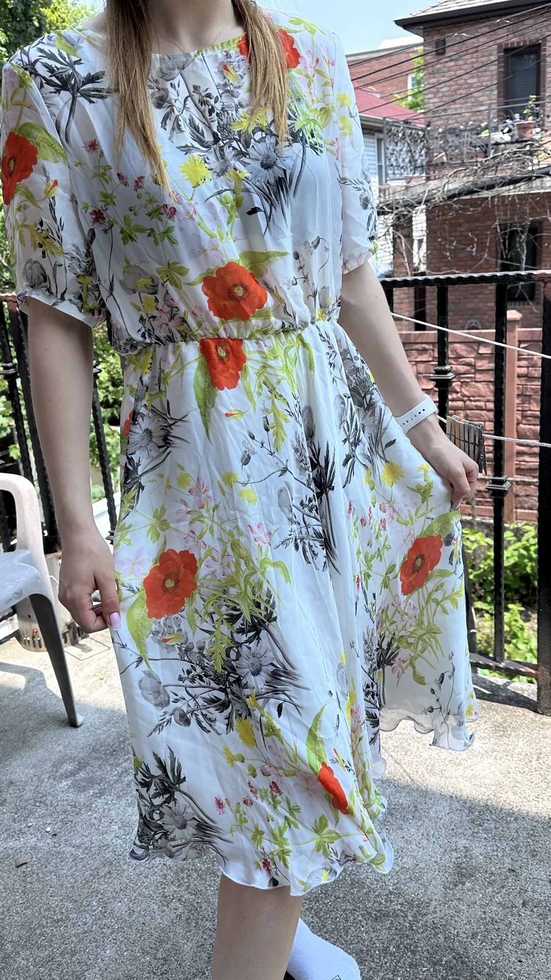 Floral Print White Dress