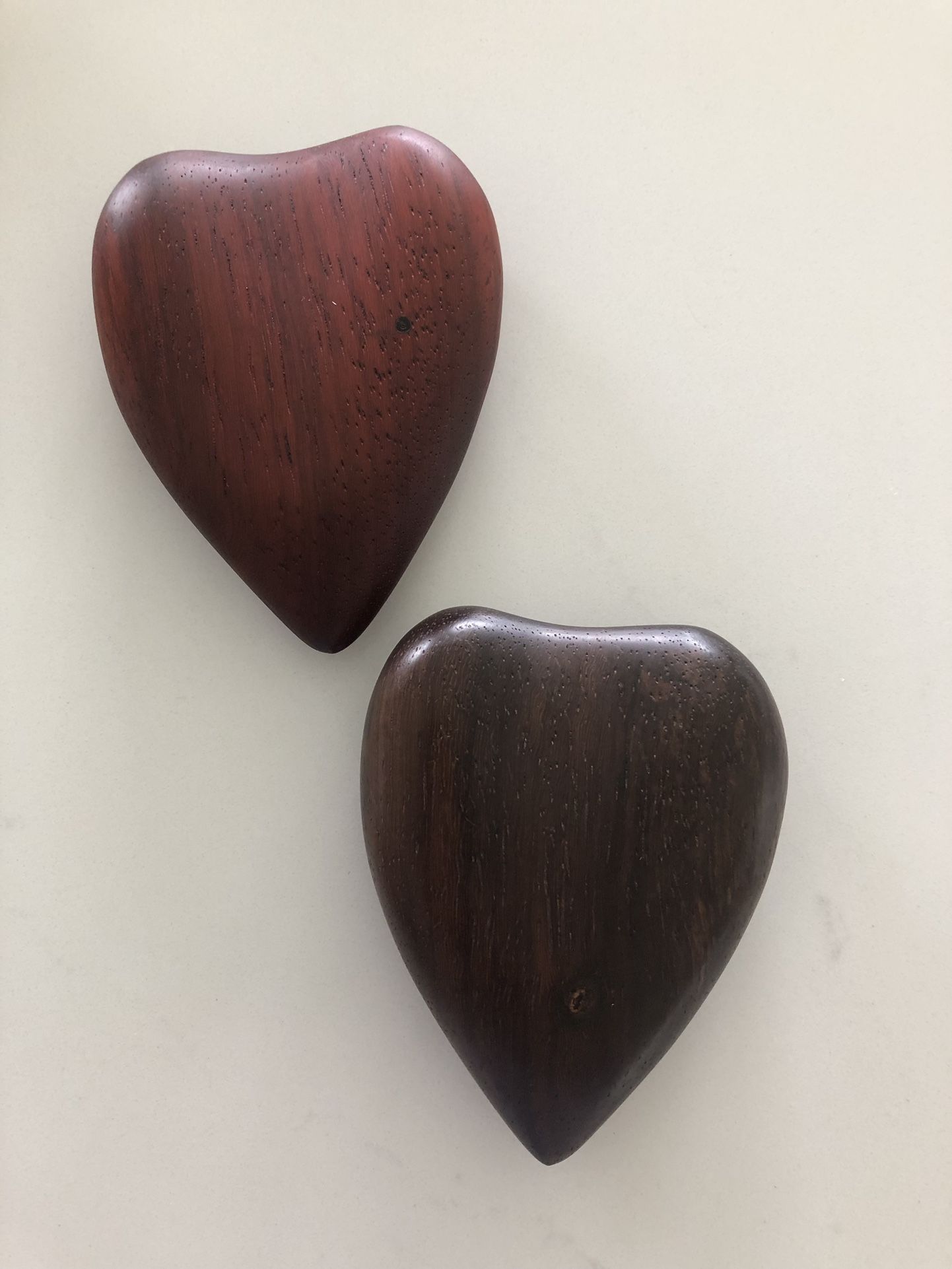 Hand Carved Solid Wood Hearts with Gift Bag