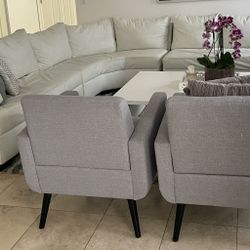 White Modern Vinyl Sectional Sofa