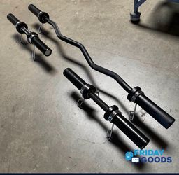 Brand New Curl Ez Easy Bar Barbell + Dumbbells Loadable Handles Olympic  Home Gym Equipment