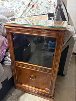 Solid Wood TV Stand / Media Cabinet with Glass Door & Adjustable Shelf