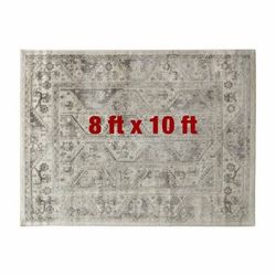 Mila Beige/Cream 8 ft. x 10 ft. Vienna Tiled Border Area Rug