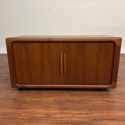 Danish Teak Tambour Door Media Cabinet - Many More Items In Stock!
