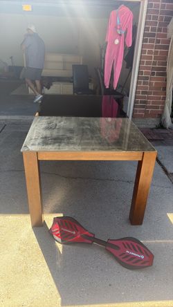 wood and glass table
