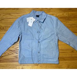 Nike Jordan Essentials Chicago denim Button-up Jacket Men's Sz L Light Blue NEW