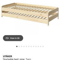 Set Of 2 UTÅKER Stackable bed, pine, Twin