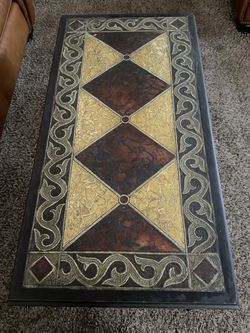 Decorative Coffee Table with Metal Scrollwork